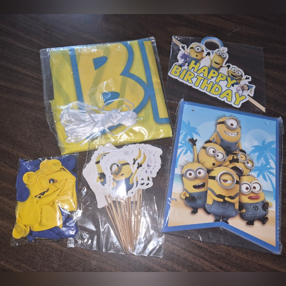 Minions Birthday Party Supplies Set - Yellow and Blue Photo Backdrop Tapestry